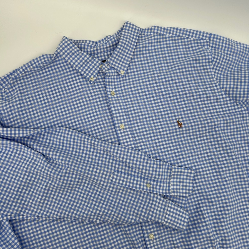 Polo‎ Ralph Lauren Men's Big Tall Blue Gingham Button Down Shirt Size 4XB 4TG